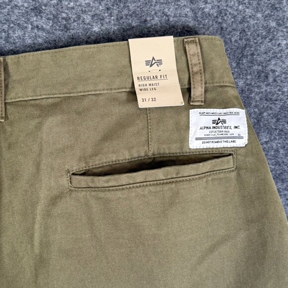 Alpha Industries Womens Wide Leg Pant W OG-107 Green Cargo Pocket Sz 31x32 NWT - Picture 8 of 16